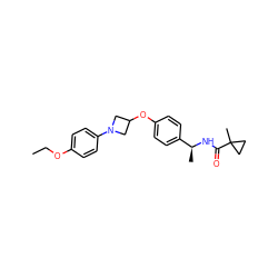 CCOc1ccc(N2CC(Oc3ccc([C@H](C)NC(=O)C4(C)CC4)cc3)C2)cc1 ZINC000142316399