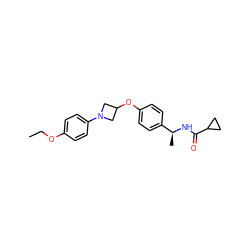 CCOc1ccc(N2CC(Oc3ccc([C@H](C)NC(=O)C4CC4)cc3)C2)cc1 ZINC000142182534