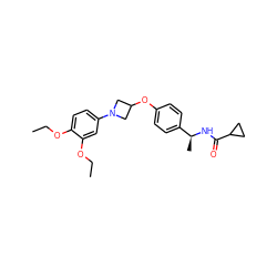 CCOc1ccc(N2CC(Oc3ccc([C@H](C)NC(=O)C4CC4)cc3)C2)cc1OCC ZINC000169694401