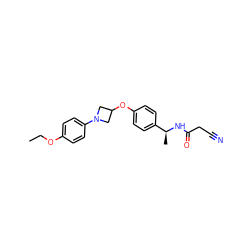 CCOc1ccc(N2CC(Oc3ccc([C@H](C)NC(=O)CC#N)cc3)C2)cc1 ZINC000142315541