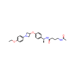 CCOc1ccc(N2CC(Oc3ccc([C@H](C)NC(=O)CCCNC(C)=O)cc3)C2)cc1 ZINC000142318078