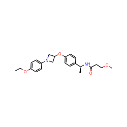 CCOc1ccc(N2CC(Oc3ccc([C@H](C)NC(=O)CCOC)cc3)C2)cc1 ZINC000142234073