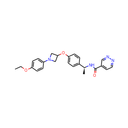 CCOc1ccc(N2CC(Oc3ccc([C@H](C)NC(=O)c4ccnnc4)cc3)C2)cc1 ZINC000142343681