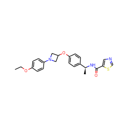 CCOc1ccc(N2CC(Oc3ccc([C@H](C)NC(=O)c4cncs4)cc3)C2)cc1 ZINC000142317502