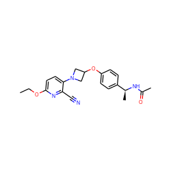 CCOc1ccc(N2CC(Oc3ccc([C@H](C)NC(C)=O)cc3)C2)c(C#N)n1 ZINC000142227431