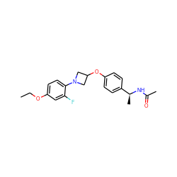 CCOc1ccc(N2CC(Oc3ccc([C@H](C)NC(C)=O)cc3)C2)c(F)c1 ZINC000142181872