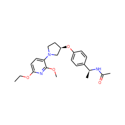 CCOc1ccc(N2CC[C@@H](Oc3ccc([C@H](C)NC(C)=O)cc3)C2)c(OC)n1 ZINC000169709364