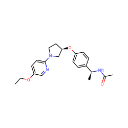 CCOc1ccc(N2CC[C@@H](Oc3ccc([C@H](C)NC(C)=O)cc3)C2)nc1 ZINC000169709151