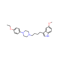 CCOc1ccc(N2CCN(CCCCc3c[nH]c4ccc(OC)cc34)CC2)cc1 ZINC000013582380