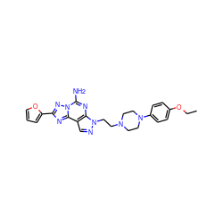 CCOc1ccc(N2CCN(CCn3ncc4c3nc(N)n3nc(-c5ccco5)nc43)CC2)cc1 ZINC000028891758