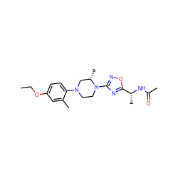 CCOc1ccc(N2CCN(c3noc([C@@H](C)NC(C)=O)n3)[C@@H](C)C2)c(C)c1 ZINC000103252718