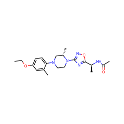 CCOc1ccc(N2CCN(c3noc([C@H](C)NC(C)=O)n3)[C@@H](C)C2)c(C)c1 ZINC000103252716