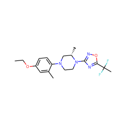 CCOc1ccc(N2CCN(c3noc(C(C)(F)F)n3)[C@@H](C)C2)c(C)c1 ZINC000103252693