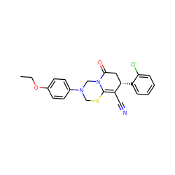 CCOc1ccc(N2CSC3=C(C#N)[C@@H](c4ccccc4Cl)CC(=O)N3C2)cc1 ZINC000006577040