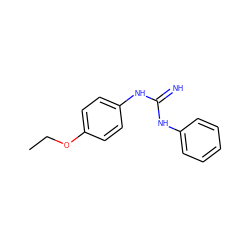 CCOc1ccc(NC(=N)Nc2ccccc2)cc1 ZINC000072807655