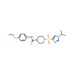 CCOc1ccc(NC(=O)C2CCN(S(=O)(=O)c3cn(C(C)C)cn3)CC2)cc1 ZINC000064957632