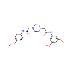 CCOc1ccc(NC(=O)CN2CCN(CC(=O)Nc3cc(OC)cc(OC)c3)CC2)cc1 ZINC000020766843