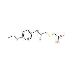 CCOc1ccc(NC(=O)CSCC(=O)O)cc1 ZINC000000420830