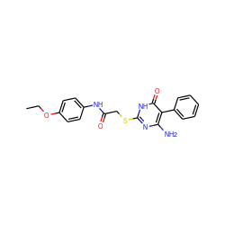 CCOc1ccc(NC(=O)CSc2nc(N)c(-c3ccccc3)c(=O)[nH]2)cc1 ZINC000018099760