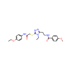 CCOc1ccc(NC(=O)CSc2nnc(CCNC(=O)c3ccc(OC)cc3)n2CC)cc1 ZINC000008828879