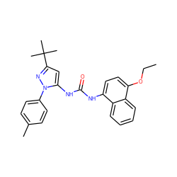 CCOc1ccc(NC(=O)Nc2cc(C(C)(C)C)nn2-c2ccc(C)cc2)c2ccccc12 ZINC000027524273