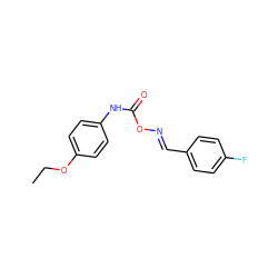 CCOc1ccc(NC(=O)O/N=C/c2ccc(F)cc2)cc1 ZINC000045350683