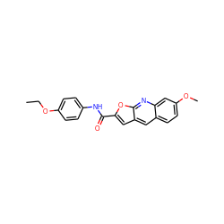 CCOc1ccc(NC(=O)c2cc3cc4ccc(OC)cc4nc3o2)cc1 ZINC000004908048