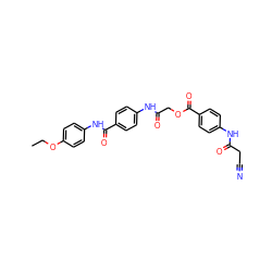 CCOc1ccc(NC(=O)c2ccc(NC(=O)COC(=O)c3ccc(NC(=O)CC#N)cc3)cc2)cc1 ZINC000012878089