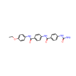 CCOc1ccc(NC(=O)c2ccc(NC(=O)c3ccc(NC(N)=O)cc3)cc2)cc1 ZINC000003294585