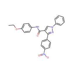 CCOc1ccc(NC(=O)c2cn(-c3ccccc3)nc2-c2ccc([N+](=O)[O-])cc2)cc1 ZINC000084670548