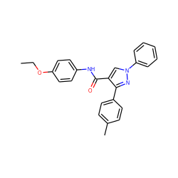 CCOc1ccc(NC(=O)c2cn(-c3ccccc3)nc2-c2ccc(C)cc2)cc1 ZINC000084653373