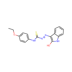 CCOc1ccc(NC(=S)N=Nc2c(O)[nH]c3ccccc23)cc1 ZINC000299812505