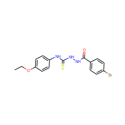 CCOc1ccc(NC(=S)NNC(=O)c2ccc(Br)cc2)cc1 ZINC000013496915