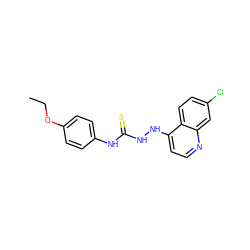 CCOc1ccc(NC(=S)NNc2ccnc3cc(Cl)ccc23)cc1 ZINC000013686908