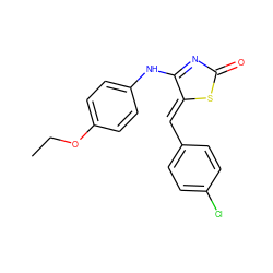 CCOc1ccc(NC2=NC(=O)S/C2=C\c2ccc(Cl)cc2)cc1 ZINC000005444560