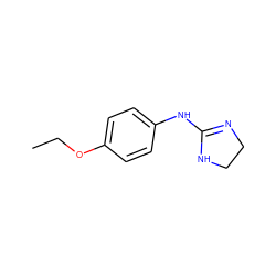 CCOc1ccc(NC2=NCCN2)cc1 ZINC000165683113