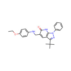 CCOc1ccc(NCc2cc3c(C(C)(C)C)nn(-c4ccccc4)c3[nH]c2=O)cc1 ZINC000018178814