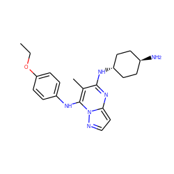 CCOc1ccc(Nc2c(C)c(N[C@H]3CC[C@H](N)CC3)nc3ccnn23)cc1 ZINC000254092478