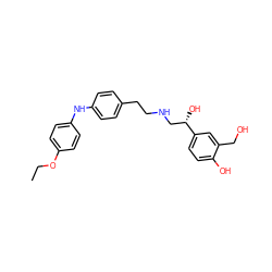 CCOc1ccc(Nc2ccc(CCNC[C@H](O)c3ccc(O)c(CO)c3)cc2)cc1 ZINC000038480124