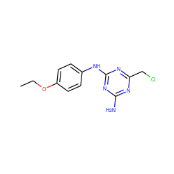 CCOc1ccc(Nc2nc(N)nc(CCl)n2)cc1 ZINC000018102979