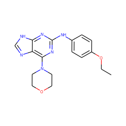 CCOc1ccc(Nc2nc(N3CCOCC3)c3nc[nH]c3n2)cc1 ZINC000049029863