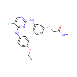 CCOc1ccc(Nc2nc(Nc3cccc(OCC(=O)NC)c3)ncc2F)cc1 ZINC000299865102