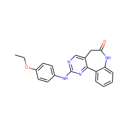 CCOc1ccc(Nc2ncc3c(n2)-c2ccccc2NC(=O)C3)cc1 ZINC000045384908