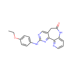 CCOc1ccc(Nc2ncc3c(n2)-c2ncccc2NC(=O)C3)cc1 ZINC000045364114