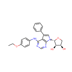 CCOc1ccc(Nc2ncnc3c2c(-c2ccccc2)cn3[C@@H]2OC[C@@H](O)[C@H]2O)cc1 ZINC000013674241