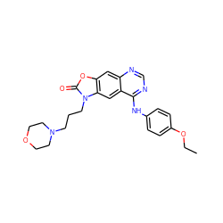 CCOc1ccc(Nc2ncnc3cc4oc(=O)n(CCCN5CCOCC5)c4cc23)cc1 ZINC000084710301