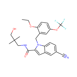 CCOc1ccc(OC(F)(F)F)cc1Cn1c(C(=O)NCC(C)(C)CO)cc2cc(C#N)ccc21 ZINC000071296913