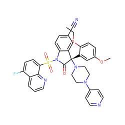 CCOc1ccc(OC)cc1[C@@]1(N2CCN(c3ccncc3)CC2)C(=O)N(S(=O)(=O)c2ccc(F)c3cccnc23)c2ccc(C#N)cc21 ZINC000167829060