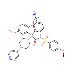 CCOc1ccc(OC)cc1[C@@]1(N2CCN(c3ccncc3)CC2)C(=O)N(S(=O)(=O)c2ccc(OC)cc2)c2ccc(C#N)cc21 ZINC000164610949