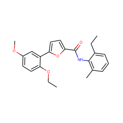 CCOc1ccc(OC)cc1-c1ccc(C(=O)Nc2c(C)cccc2CC)o1 ZINC000064721657